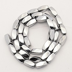 Platinum Plated Electroplate Magnetic Synthetic Hematite Twist Beads Strands, Platinum Plated, 11x5.5x5.5mm, Hole: 1mm, about 36pcs/strand, 15.7 inch