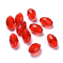 Red Glass Imitation Austrian Crystal Beads, Faceted, Oval, Red, 15x9mm, Hole: 0.8~1.4mm