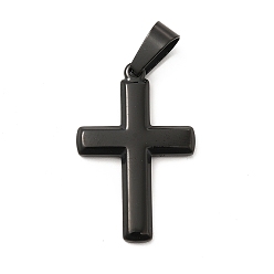 Electrophoresis Black 304 Stainless Steel Pendants, Cross Charms, Electrophoresis Black, 34.5x22.3x3mm, Hole: 10x5.5mm