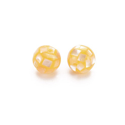 Yellow Resin Beads, with Natural Yellow Shell, Round, Yellow, 8.5mm, Hole: 1mm
