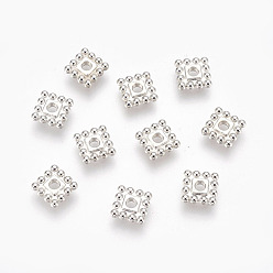 Platinum Tibetan Style Alloy Spacer Beads, Cadmium Free & Lead Free, Square, Platinum, 7x7x2mm, hole: 2mm
