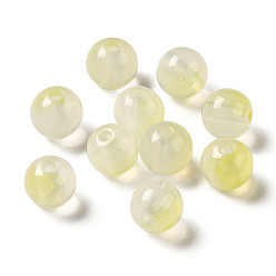 Jaune Champagne Perles acryliques transparentes, deux tons, ronde, jaune champagne, 7.5x7mm, Trou: 1.8mm, environ: 1900~2000 pcs / 500 g