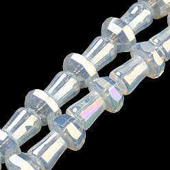 White Electroplate Glass Beads Strands, AB Color Plated, Faceted, Mushroom, White, 12x8mm, Hole: 1mm, about 50pcs/strand, 22.83''(58cm)