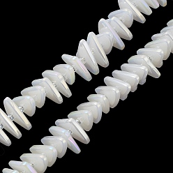 WhiteSmoke Electroplate Glass Beads Strands, Imitation Jade, Triangle, WhiteSmoke, 9x15.5~16mm, Hole: 1mm, about 120pcs/strand, 24.57~25.67''(62.4~65.2cm)