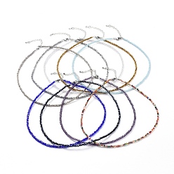 Mixed Color Faceted Glass Beaded Necklaces, with 304 Stainless Steel Lobster Claw Clasps and Brass Extender Chain, Rondelle, Mixed Color, 15.87 inch(40.3cm)