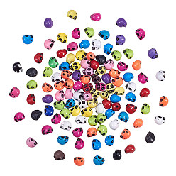 Couleur Mélangete Perles en résine, crane, couleur mixte, 10x8mm, Trou: 1.8mm