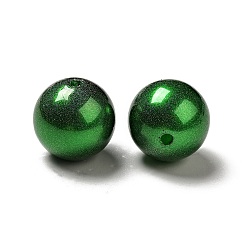 Dark Green ABS Plastic Imitation Pearl Beads, Round, Dark Green, 15~16x15mm, Hole: 2mm