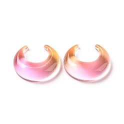 Pink Opaque Acrylic Cabohons, Two Tone, Moon, Pink, 23x19x7mm
