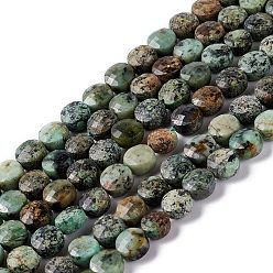 African Turquoise(Jasper) Natural African Turquoise(Jasper) Beads Strands, Faceted, Flat Round, 6~7x4mm, Hole: 1mm, about 59pcs/strand, 14.96''(38cm)