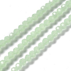 Verde Claro Hebras de cuentas de vidrio facetadas(32 facetas), rondo, verde claro, 6x5.5 mm, agujero: 1.2 mm, sobre 95 unidades / cadena, 22.24'' (56.5 cm)
