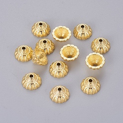 Golden Tibetan Style Alloy Bead Caps, Lead Free and Cadmium Free, Golden, 10x5.5mm, Hole: 1.5mm