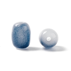 Steel Blue Opaque Glass Beads, Barrel, Steel Blue, 10x8mm, Hole: 1.6mm