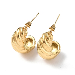 Oro Chapado en iones (ip) 304 aretes de croissant de acero inoxidable para mujer, dorado, 23x16x11.5 mm, pin: 0.8 mm