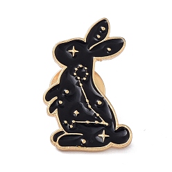 Black Rabbit Enamel Pin, Cute Animal Alloy Enamel Brooch for Backpacks Clothes, Light Gold, Black, 26x17x10.5mm