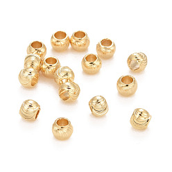 Real 24K Gold Plated Eco-Friendly Brass Cat Eye Beads, Large Hole Beads, Long-Lasting Plated, Lead Free & Cadmium Free, Real 24K Gold Plated, 4x3.5mm, Hole: 2mm