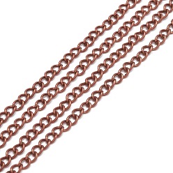 Red Copper Iron Twisted Chains, Unwelded, Red Copper Color, with Spool, Size: Chains: about 3.7mm long, 2.5mm wide, 0.7mm thick, about 328.08 Feet(100m)/roll