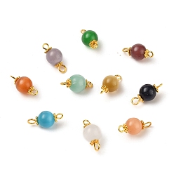 Colorful Cat Eye Links, with Golden Plated Alloy Findings, Round, Colorful, 16x8.5x8.5mm, Hole: 1.7~2.5mm