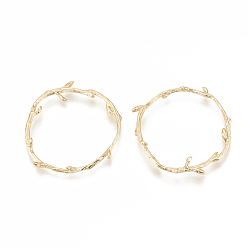 Real 18K Gold Plated Brass Linking Rings, Branch, Nickel Free, Real 18K Gold Plated, 32.5x31x3mm