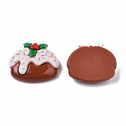 Saddle Brown Christmas Theme Opaque Resin Decoden Cabochons, Cake, Saddle Brown, 22x27x8mm