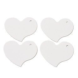Белый 100Ценники из бумаги в форме сердца, ювелирные бирки, белые, 3.8x4.55x0.05 см, отверстие : 3 мм