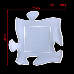 Blanco Moldes para marcos de fotos moldes de silicona de calidad alimentaria, para resina uv, fabricación de joyas de resina epoxi, pieza de puzzle, blanco, 255x255x10 mm