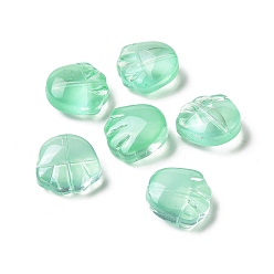 Aigue-marine Perles de verre peintes par pulvérisation transparent, impression de griffe d'ours, aigue-marine, 14x14x7mm, Trou: 1mm