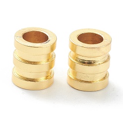 Real 18K Gold Plated Brass Beads, Matte Style, Long-Lasting Plated, Grooved, Tube, Real 18K Gold Plated, 7x6mm, Hole: 3.5mm