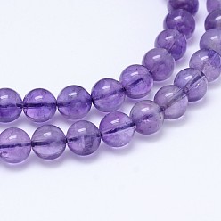 Amethyst Natural Amethyst Round Bead Strands, Grade A+, 8mm, Hole: 1mm, about 49pcs/strand, 15.5 inch