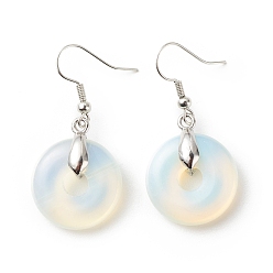 Opalite Opalite Donut Dangle Earrings, Platinum Plated Brass Jewelry for Women, Cadmium Free & Lead Free, 41mm, Pin: 0.6mm