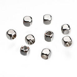 Real Platinum Plated Rack Plating Brass Spacer Beads, Long-Lasting Plated, Cube, Real 18K Platinum Plated, 1.8x1.8x1.8mm, Hole: 1.2mm
