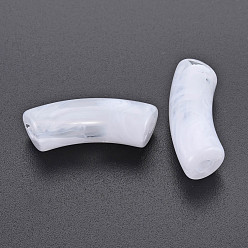 Blanco Abalorios de acrílico transparentes, estilo de imitación de piedras preciosas, tubo curvado, blanco, 34x11.5x13 mm, agujero: 3.5 mm, Sobre 150 unidades / 500 g