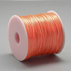 Orange Foncé Fil de nylon, corde de satin de rattail, orange foncé, environ 1 mm, environ 76.55 yards (70m)/rouleau