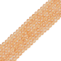 Peru Glass Beads Strands, Faceted, Rondelle, Peru, 4x3mm, Hole: 0.9mm, about 123~127pcs/strand, 16.5~16.9 inch(42~43cm)