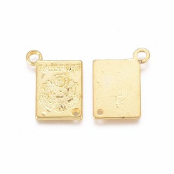 Golden Alloy Charms, Passport, Golden, Lead Free & Cadmium Free & Nickel Free, about 16mm long, 12mm wide, 1.5mm thick, hole: 2mm