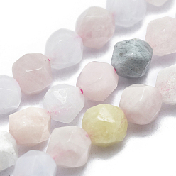 Morganite Natural Morganite Beads Strands, Faceted, Round, Star Cut Round Beads, 7~8mm, Hole: 1mm, 14.5 inch~15.7  inch(37~40cm), about 48~54pcs/Strand