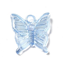 Azul Cielo Colgantes de acrílico transparentes, encanto de mariposa, luz azul cielo, 23.5x23x4 mm, agujero: 3 mm, Sobre 530 unidades / 500 g