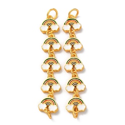 Colorful Rack Plating Alloy Enamel Connector Charms, 5 Rainbow Links with Cloud, Cadmium Free & Lead Free, Matte Gold Color, Colorful, 59x11x2.5mm, Hole: 4.5mm