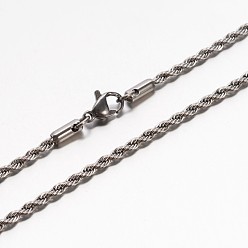 Color de Acero Inoxidable 304 collares de cadena de la cuerda de acero inoxidable, con cierre de pinza, color acero inoxidable, 19.7 pulgada (50 cm), 2.3 mm