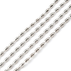 Платина Овальные шариковые цепочки из стерлингового серебра с родиевым покрытием 925, несварные, платина, ссылка: 3x1.5 mm