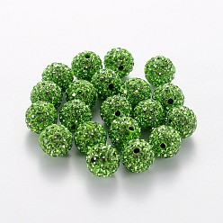 Pelouse Verte Est perles strass moyennes, argile polymère à l'intérieur, ronde, pelouse verte, 10mm, pp11(1.7~1.8mm), trou : mm