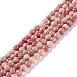 Flamingo Natural Maifanite/Maifan Stone Beads Strands, Dyed, Round, Flamingo, 4~4.5mm, Hole: 1mm, about 91~100pcs/strand, 14.96~15.35 inch(38~39cm)