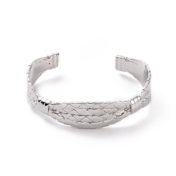 Platine Bracelet de manchette ouvert en corde torsadée en laiton pour femme, platine, diamètre intérieur: 2-1/8 pouce (5.4 cm)