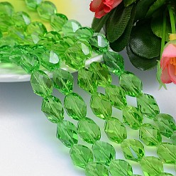 Vert Clair Facettes polyèdre imitation cristal autrichien rangées de perles, grade de aaa, vert clair, 13x10mm, Trou: 0.9~1mm, Environ 30 pcs/chapelet, 15.7 pouce
