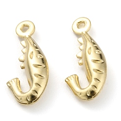 Real 24K Gold Plated Brass Pendants, Long-Lasting Plated, Shrimp, Real 24K Gold Plated, 15.5x6.5x2.5mm, Hole: 1mm
