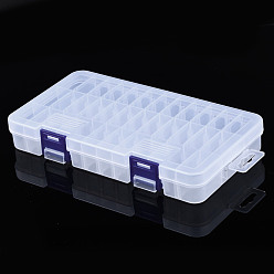 Clear Rectangle Polypropylene(PP) Bead Storage Container, with Hinged Lid, for Jewelry Small Accessories, Clear, 19.3x10.5x2.9cm
