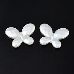 Ivoire Perles de nacre en plastique ABS, facette, papillon, blanc crème, 23x29.5x5mm, Trou: 1.5mm, environ290 pcs / 500 g
