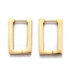 Золотой 304 прямоугольные серьги-кольца из нержавеющей стали., золотые, 20x13x3 мм, штифты : 1 мм