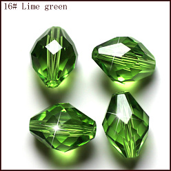 Verde Lima Imitación perlas de cristal austriaco, aaa grado, facetados, bicono, verde lima, 10x13 mm, agujero: 0.9~1 mm