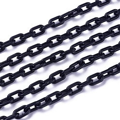 Черный ABS пластиковые кабельные цепи, овальные, чёрные, 13.5~14x8x2 мм, 14.9 дюйм ~ 15.35 дюйм (38~39 см) / нить