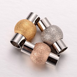Mixed Color Textured 304 Stainless Steel Column Magnetic Clasps with Glue-in Ends, Mixed Color, 20x12mm, Hole: 6mm